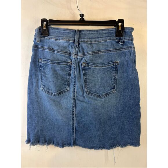 Maurices stretch denim jean skirt small S raw hems nwot rn#51783 - Picture 2 of 9
